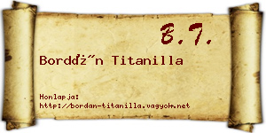 Bordán Titanilla névjegykártya